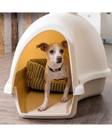 Iris Large Igloo Shaped Dog House, white/almond