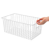 Freezer Wire Baskets, Kitchen Storage Organizer Bins for Chest and Upright Freezer, Refrigerator Dividers Containers with Handles – Pearl White (3)